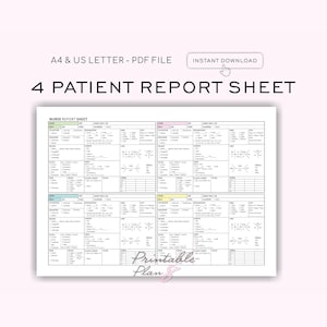 4 Patient Nurse Report Sheet, Med Surg, ICU Nursing Brain (PDF)