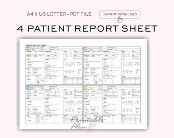 4 Patient Nurse Report Sheet, Med Surg, ICU Nursing Brain (PDF)
