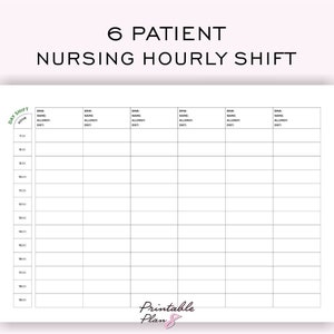 Nurse Shift Planner: 6 Patient Medication Schedule (Printable Template)