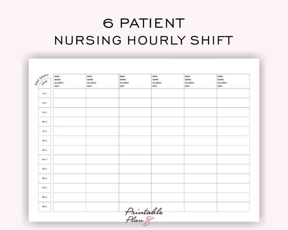Nurse Hourly To-do Planner, 6 Patient Medication, Nursing
