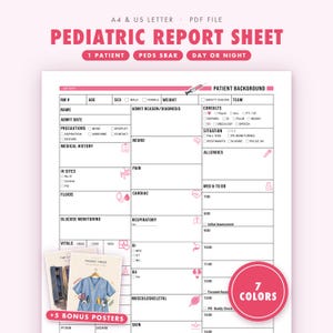 Pediatric Nurse Report Sheet, Peds SBAR Template, A4 and Letter