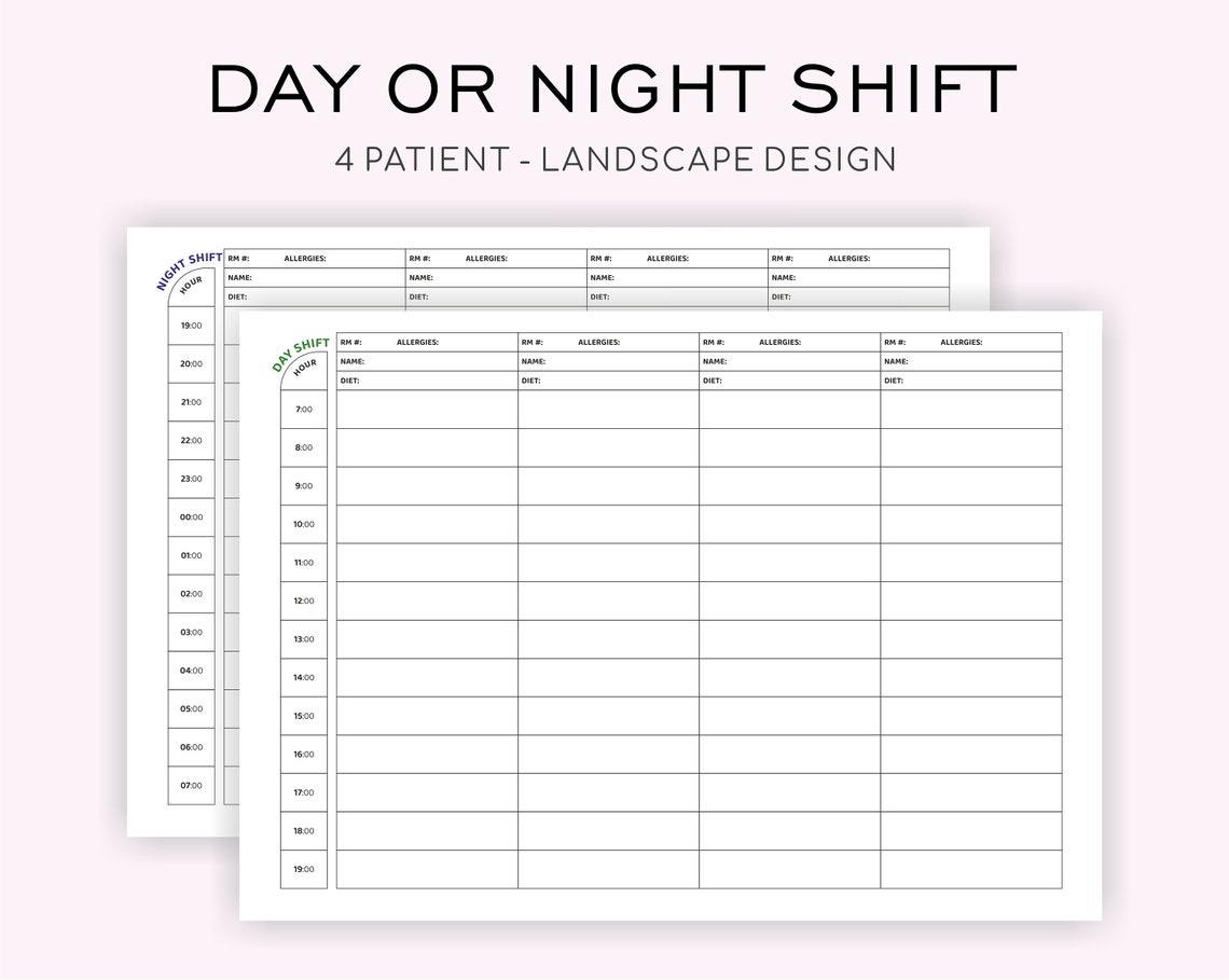 Nurse Hourly Shift Schedule 4 Patient Medication Nursing Etsy