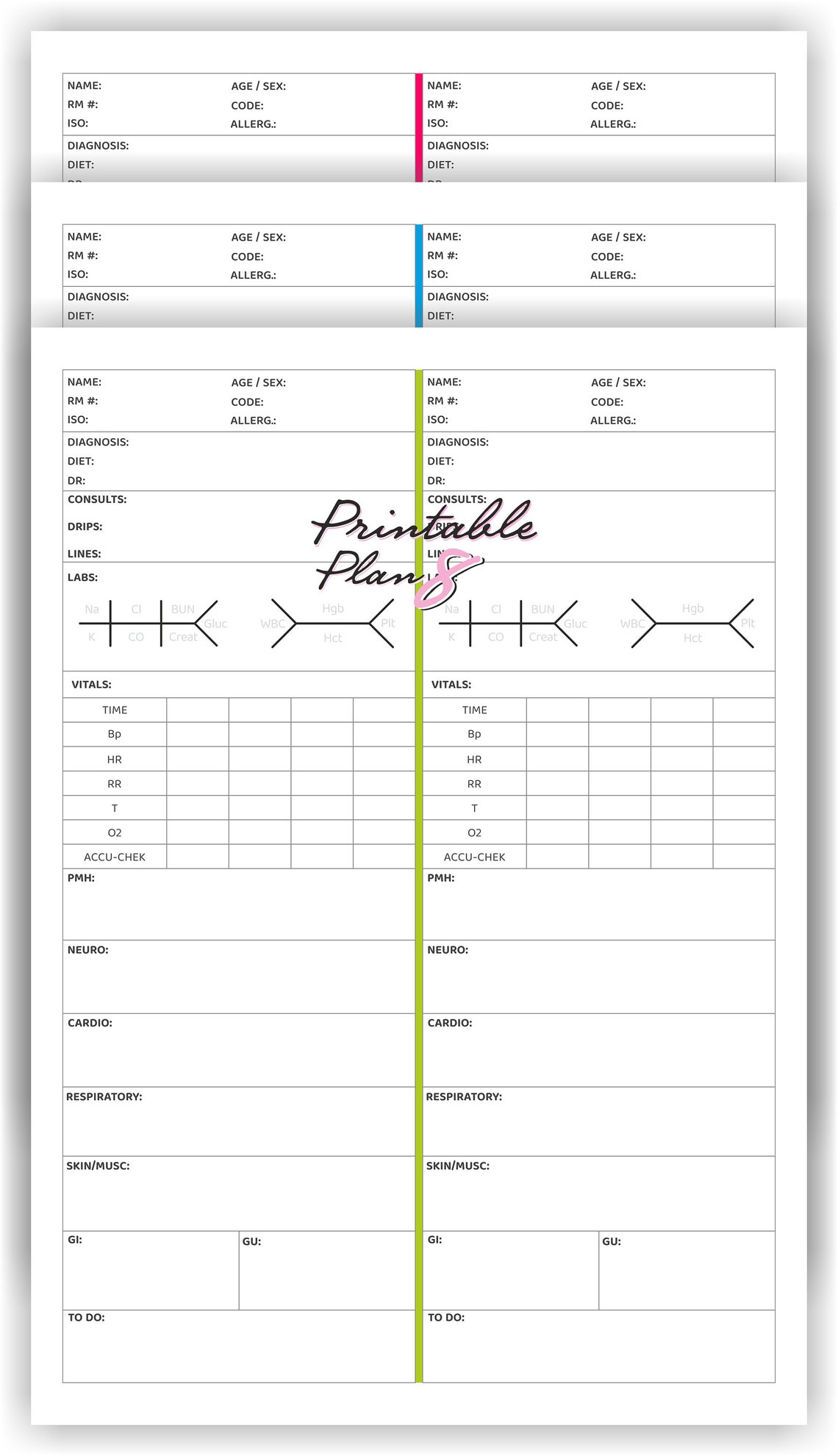 Nurse Report Sheet &amp; Medication BUNDLE Nurse Brain Multi - Etsy