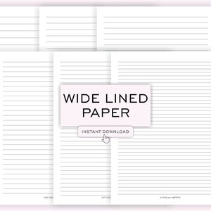 Printable Lined Paper. Wide Ruled Paper. College Ruled Paper. Digital Lined  Paper. Lined Pages. Printable Note Paper 