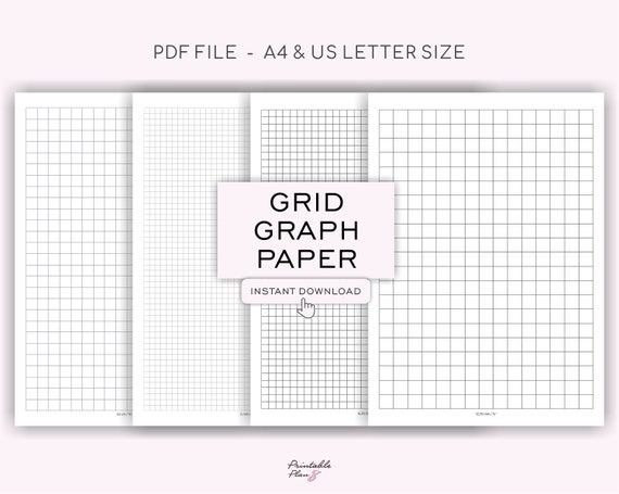 Grid Paper Set Of 4 Printable Graph Page Notebook Paper 5 10 Etsy