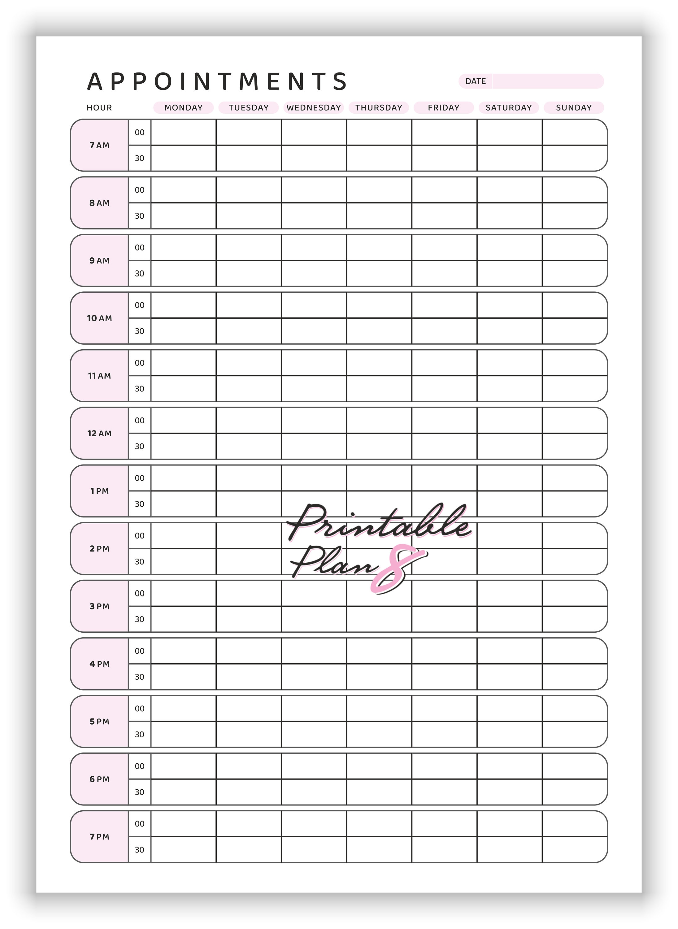 Printable Appointment Book Template, Weekly Appointments, Appointment ...