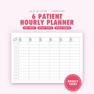 6 Patient Nurse Brain Sheet, Hourly Meds and Tasks