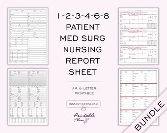 Med Surg Nurse Report BUNDLE, Single and Multi Patient Report Sheet, Rn Nurse, Multi Patient Log, Nurse Brain, Patient Log, A4 & Letter, PDF
