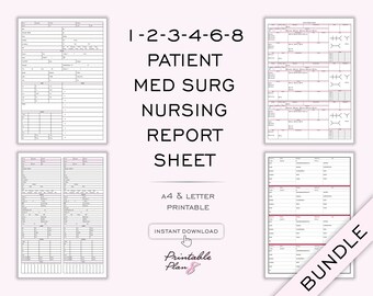 Paquete de hojas de informe de enfermería de cirugía médica: registro de uno o varios pacientes (PDF)