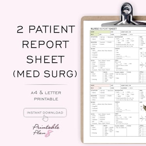 2-Patient Nurse Report Sheet: Med Surg ICU Nursing Brain (PDF)