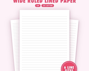 Wide Ruled Lined Paper Set, US Letter and A4