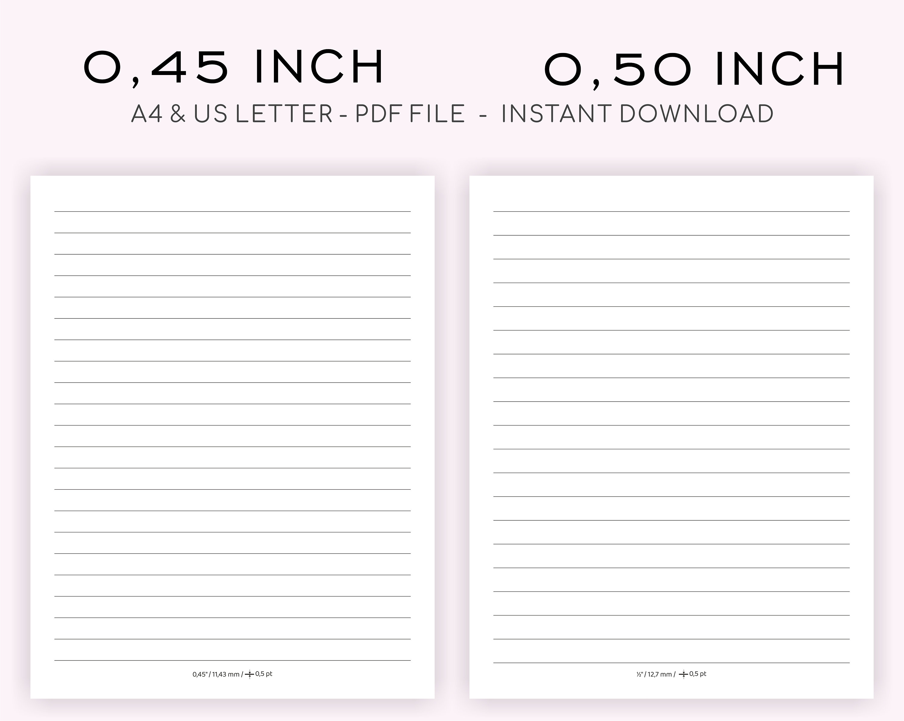 Printable Wide Lined Paper Set of 6, Ruled Paper, Digital Lined Paper,  College Ruled Paper, Lined Pages. Note Paper, PDF, US LETTER, A4 - Etsy
