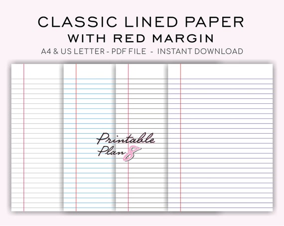 Classic Lined Paper Printable Ruled Paper Notebook Paper