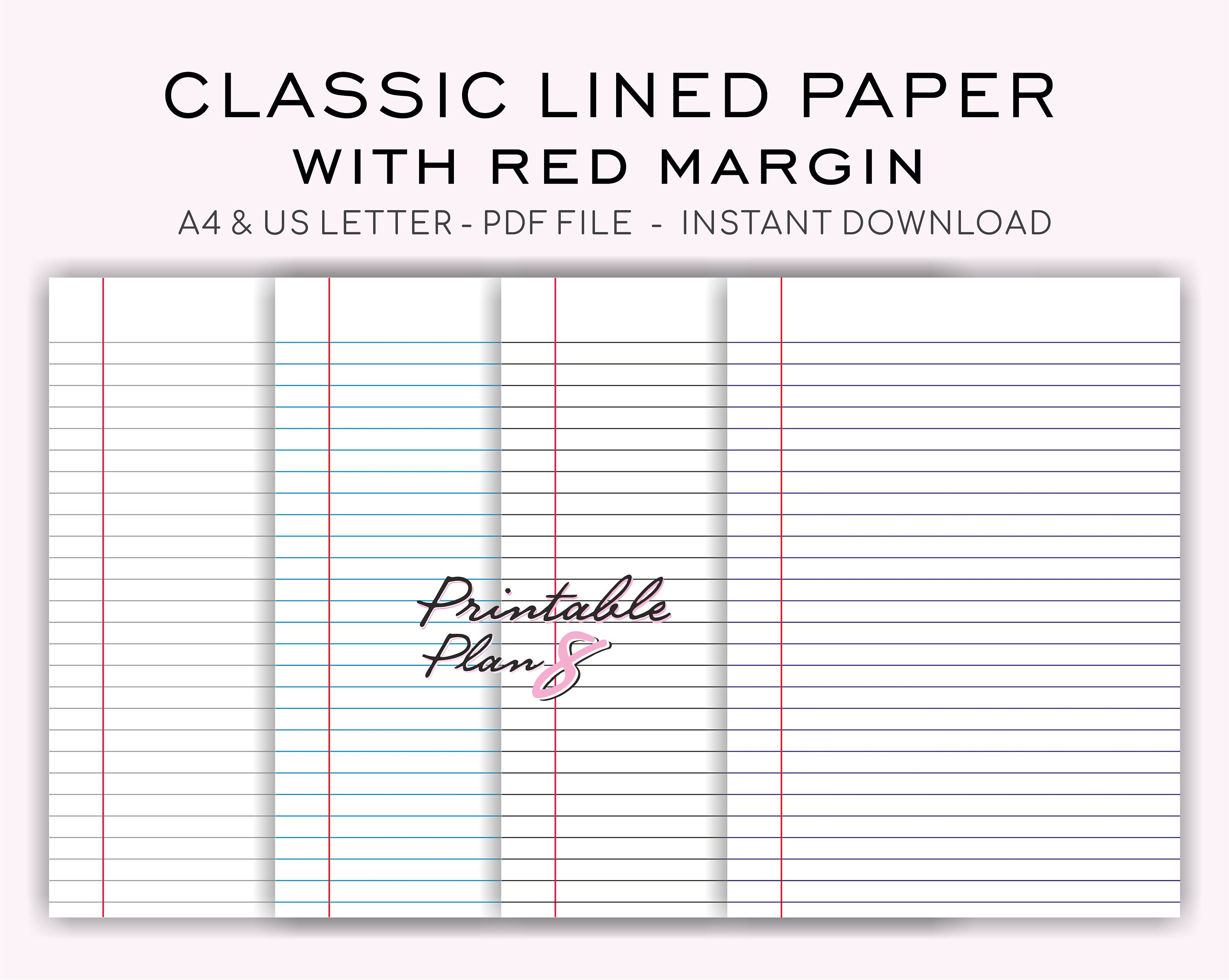 classic lined paper printable ruled paper notebook paper etsy