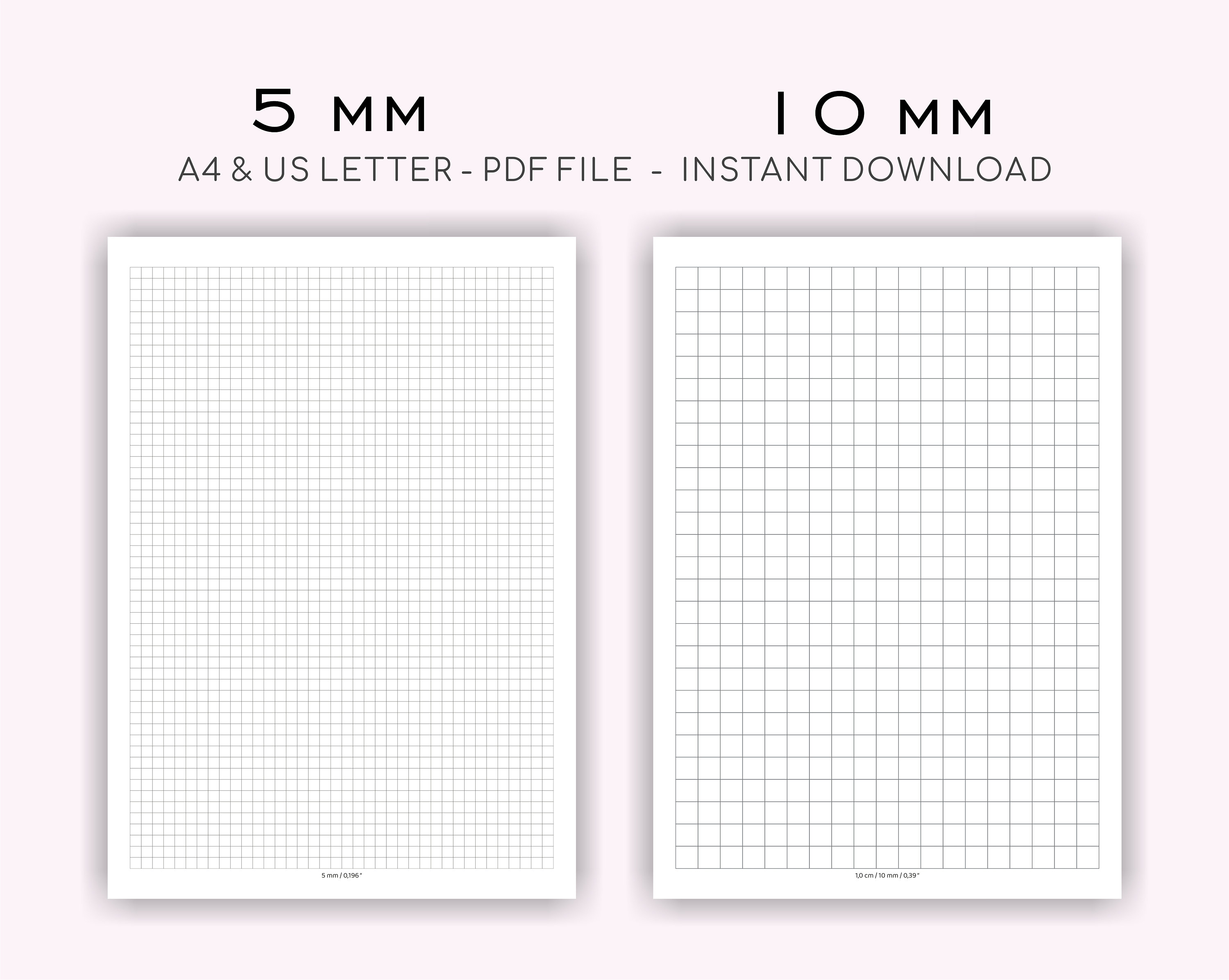 Grid Paper Set of 4, Printable Graph Page, Notebook Paper 5-10 Mm, 1/4 ...