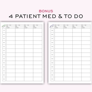BONUS REPORT SHEET
4 PATIENT MEDICATION
NURSE PLANNER
NURSING HOURLY SHIFT PLANNER