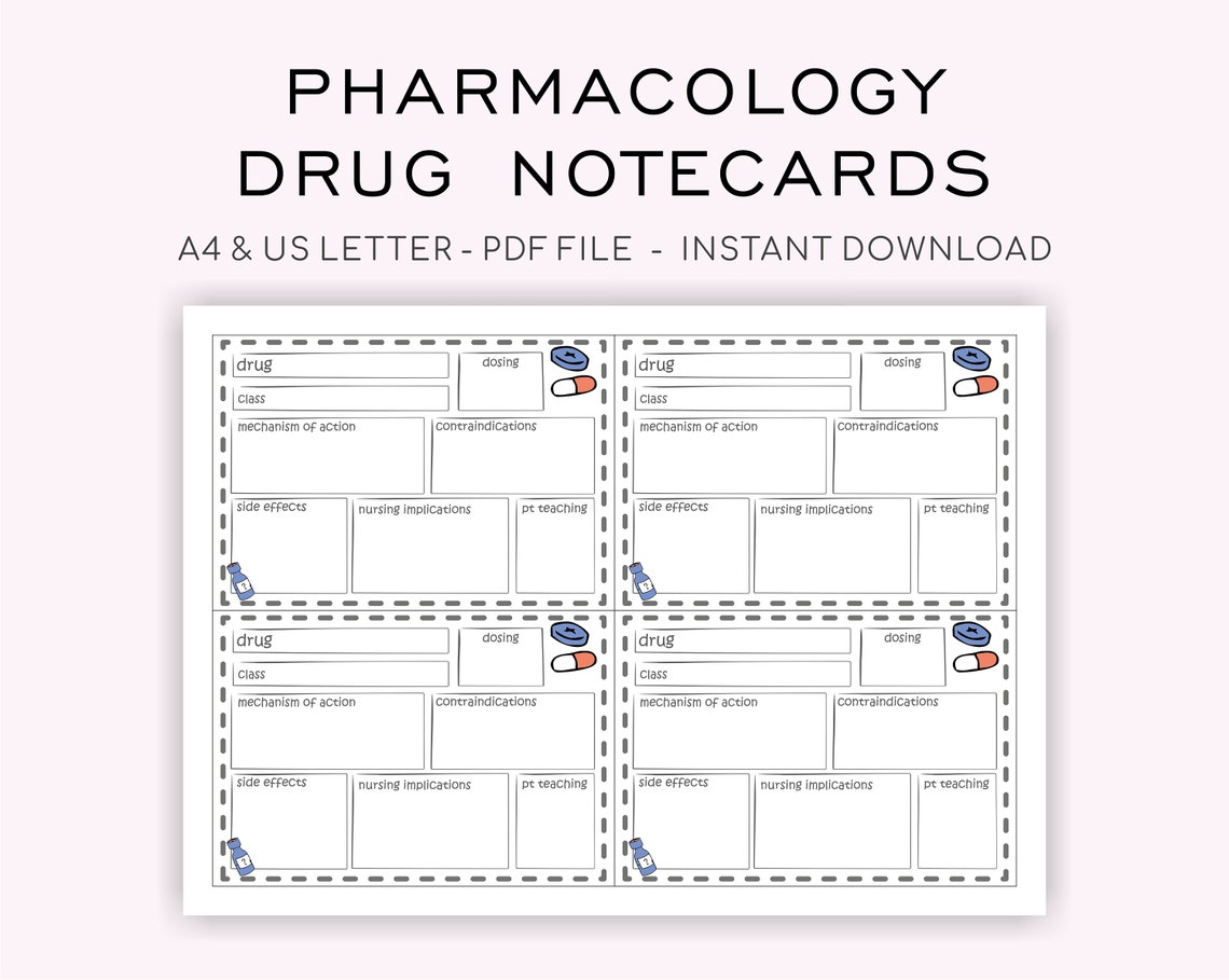 Pharmacology Drug Cards Template Study Notes Nursing Student Nursing Pharmacology Drug Cards Template Study Notes Nursing Student Nursing