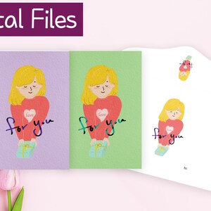 Postal, Sobres, Postal y Plantillas de Sobres, Gratitud Expresa, Felicitaciones, Pintura de niñas, Ilustración