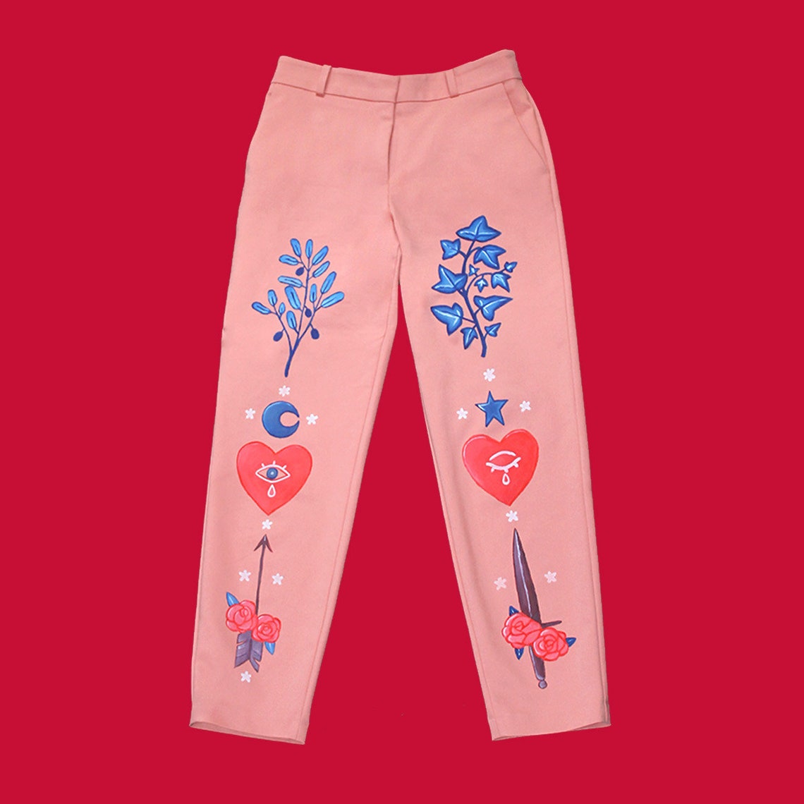 Pink Handpainted Suit 'manon' Etsy