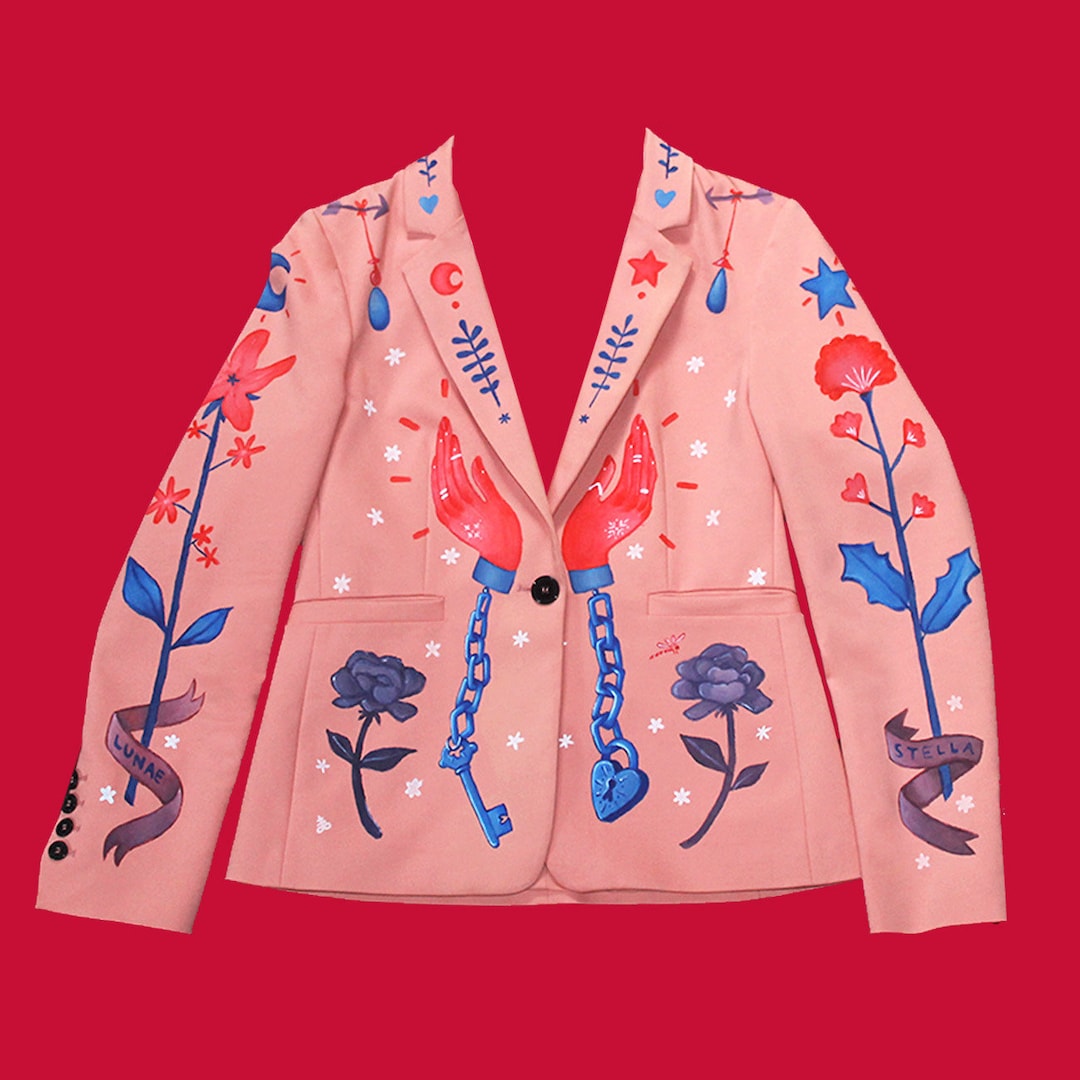 Pink Handpainted Suit 'manon' Etsy