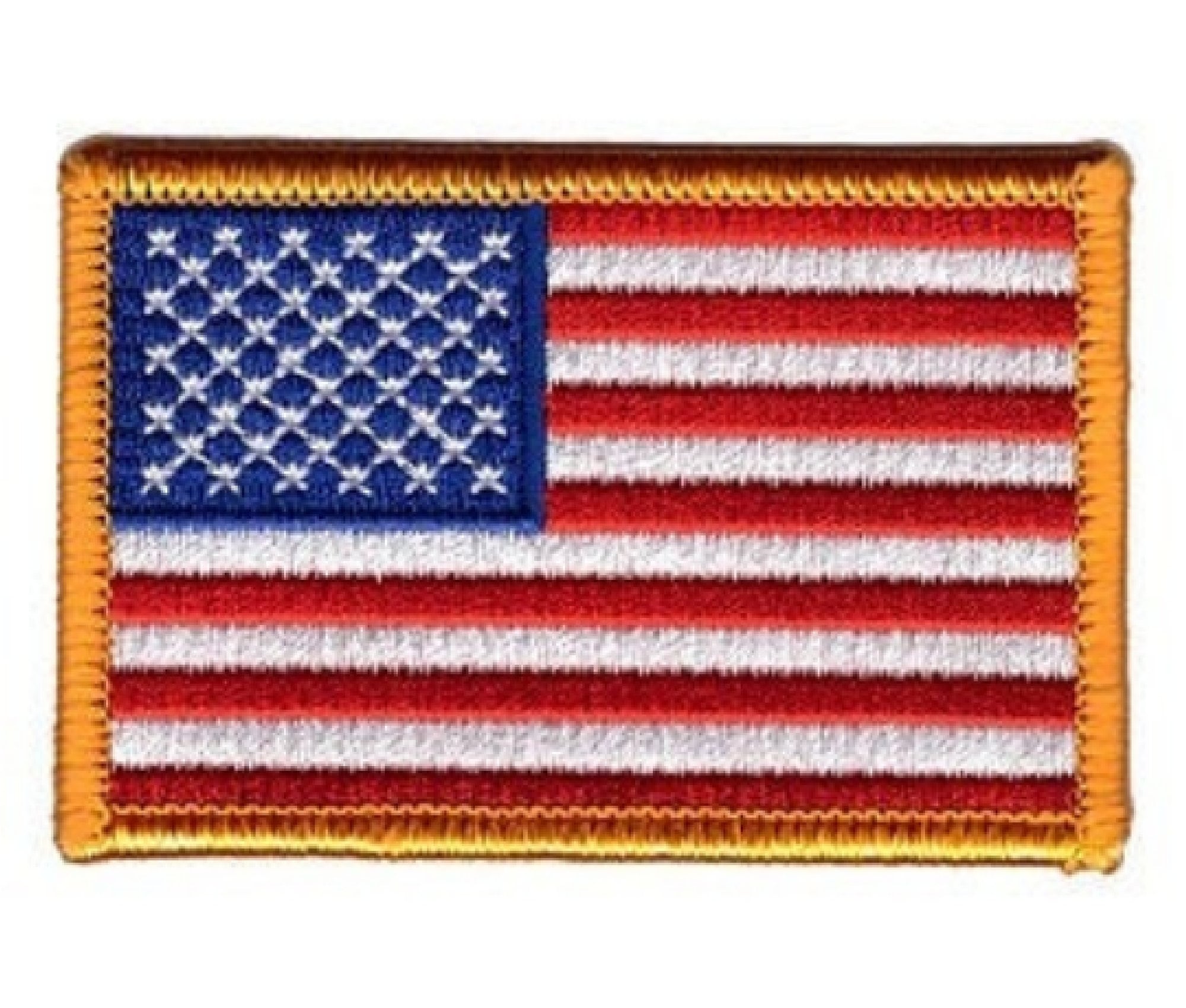 American Flag Gold Border USA IronOn or Hook and Loop United Etsy