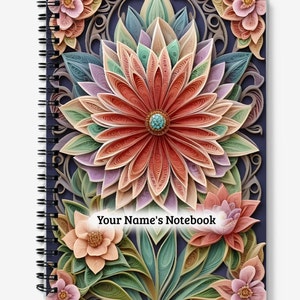 Personalised A4 / A5 Spiral Bound Notebook, Lined or Dot Grid Paper - 120 pages - Gift, Travel Journal, Planner or for Work / School Notes
