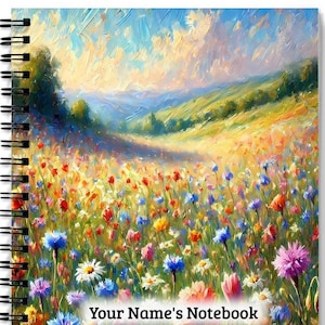 Cuaderno espiral personalizado "Prado de flores silvestres": cuadrícula rayada o de puntos