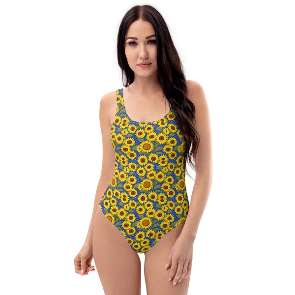 Sunflower Splash: One-Piece Swimsuit - Floral Charm, Summer Style - Beach Ready Swimwear