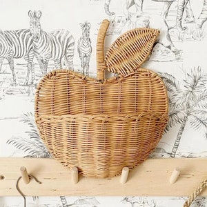 Handmade Rattan Wall Hanging Small Basket | Hand Woven Fruit Shaped Rattan Basket | Rattan Storage Organizer