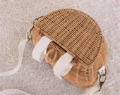 Handcrafted Rattan Front Bicycle Basket Woven Small Bicycle Basket Handmade Rattan Multiuse Child Scooter Bike Basket Organizer Basket