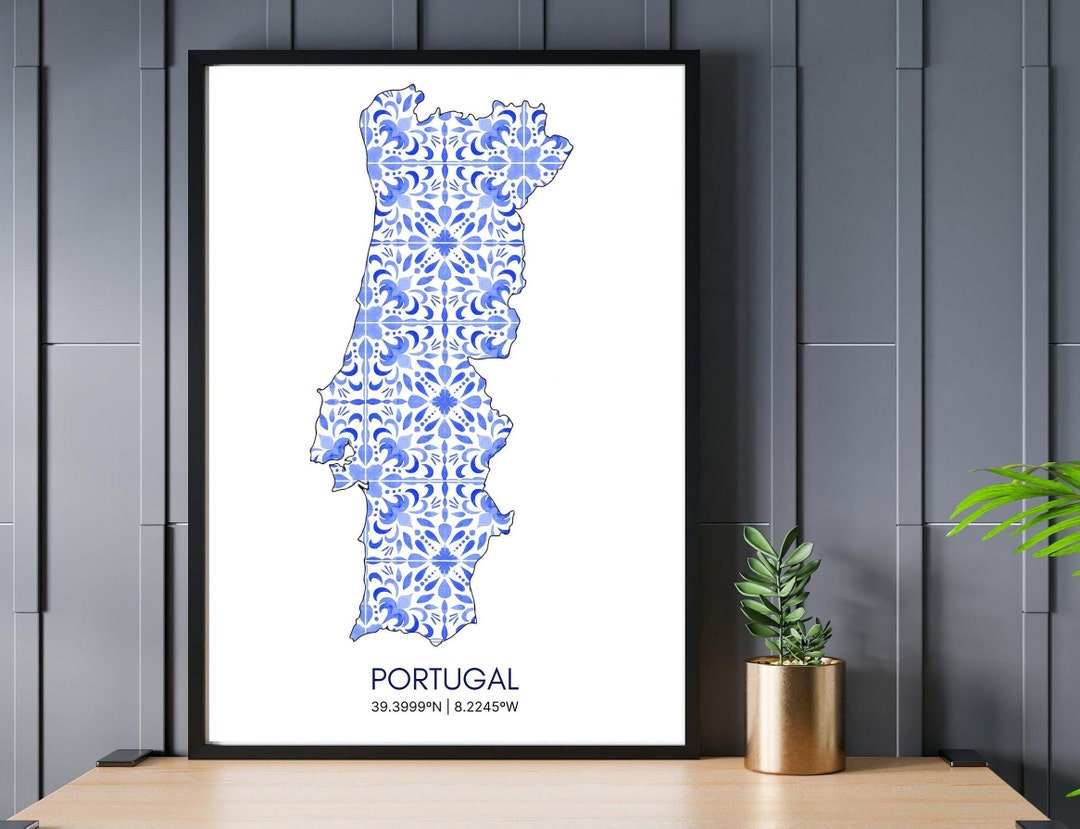 Sculpture Murale Portugal Carte En Métal – Décoration Géométrique Minimaliste – Intérieur & Extérieur – Souvenir Portugal & Cadeau