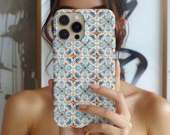 Retro Floral Tough Phone Case, Talavera Tile Phone Case, Vintage Mosaic Tough, Portugal Gift iPhone 10 Case, Samsung Galaxy, Google Pixel