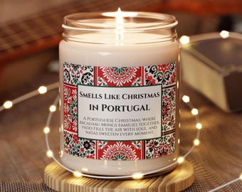 Smells Like Christmas in Portugal Candle, Customized Portugal Xmas Vacation Gift, Surprise Holiday Trip Reveal Gift Nostalgic Xmas Souvenir