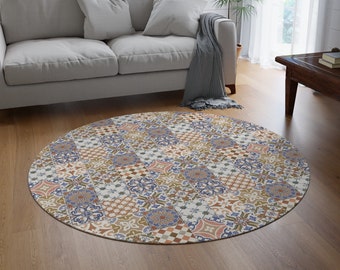 Alfombra de azulejos de Portugal, alfombra de piso de mosaico, decoración de sala de estar mediterránea, alfombra de piso, poliéster, área interior