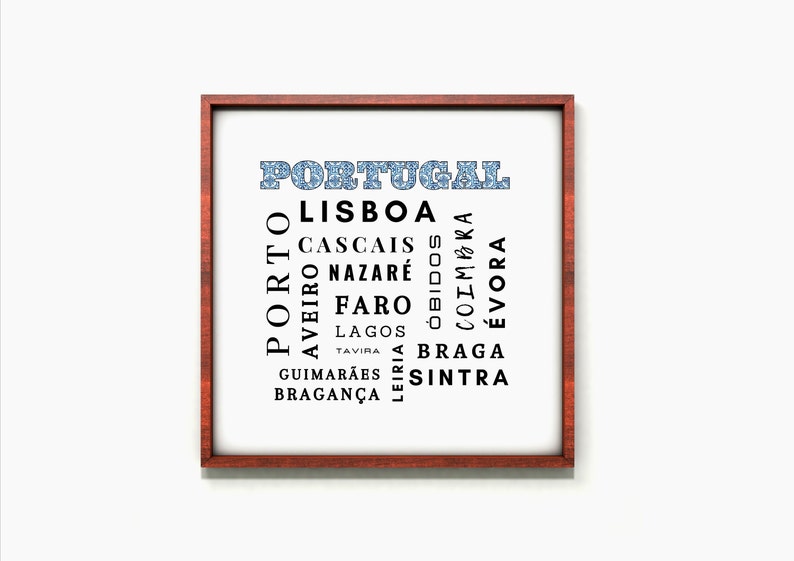 Digital poster för portugisiska städer, heminredning i Portugal, utskrivbar väggkonst, digital nedladdning bild 2