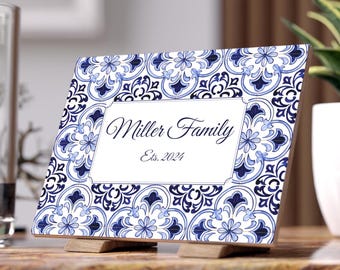 Cadeau familiebord, Portugal aardewerk, gepersonaliseerde tegel, cadeau nieuw stel, Portugees huwelijkscadeau, wanddecoratie huis, mediterrane stijl