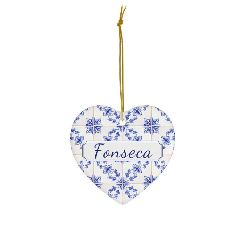 Portugal Blue Tile Christmas Ornament, Custom Family Gift Ideas, Portuguese Vovo Gift, Christmas