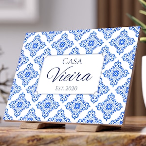 Personalized Ceramic Family Sign, Portugal tile, Portuguese Couple Gift, Home Decor, Housewarming Christmas Gift, Indoor Tile