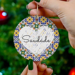 Portugal Saudade Ornament, Decoración personalizada del árbol de Navidad de azulejos portugueses, Colorido regalo de Azulejo Vovo de azulejos de Portugal, Cerámica