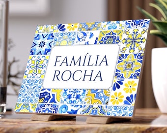 Personalized portuguese Tile, Ceramic Family Sign, Portugal Azulejos, Home Wall Decor, Wedding Gifts, Christmas Family Gift