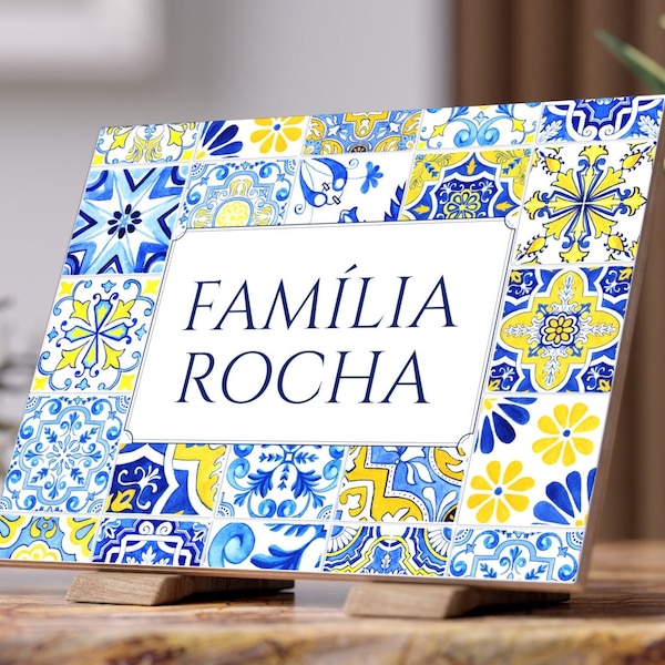 Personalized portuguese Tile, Ceramic Family Sign, Portugal Azulejos, Home Wall Decor, Wedding Gifts, Christmas Family Gift