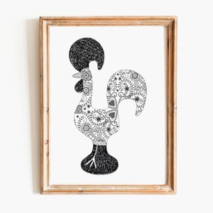 Portuguese Rooster Print, Portugal Cockerel Home Decore, printable wall art, digital download poster image 2