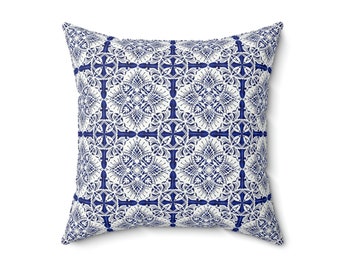 Portuguese Tile Pillow, Portugal Home Decor, Blue Lisbon Azulejo, Housewarming Gift, Indoor Pillow
