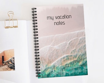 Diario de vacaciones Ocean Waves Notebook Personalizado Beach Travel Journal Memoria Planificador de viajes personalizado Diario de vacaciones personal Regalo de aniversario