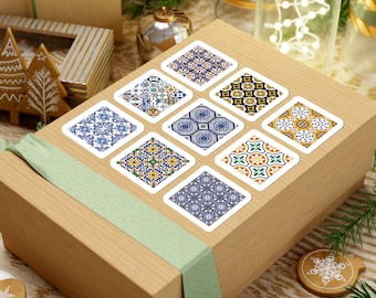 Portugal Tile Stickers Portuguese Lisbon Azulejos Travel Gift Notebook Decor Journal Decoration, Vinyl 1 Sheet 6x6" with 9 Stickers