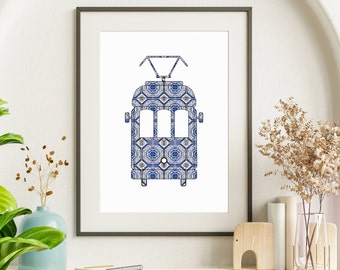 Portugal Lissabon tramposter, Portugese muurkunst souvenir, Europa print, housewarmingcadeau, woondecoratie, fysieke print, geen lijst inbegrepen