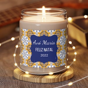 Feliz Natal Avo Custom Candle, Portugal Tile, Housewarming Present, Portuguese Grandma Gift, Vovo Christmas Gift, Home Decor Candle