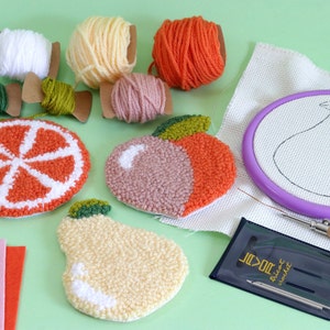 DIY Magic Embroidery Punch Needle Tufted Coaster Set Tufting Lemon Coaster  Rug Hooking Kit With Yarn Beginner Craft Needlework - AliExpress