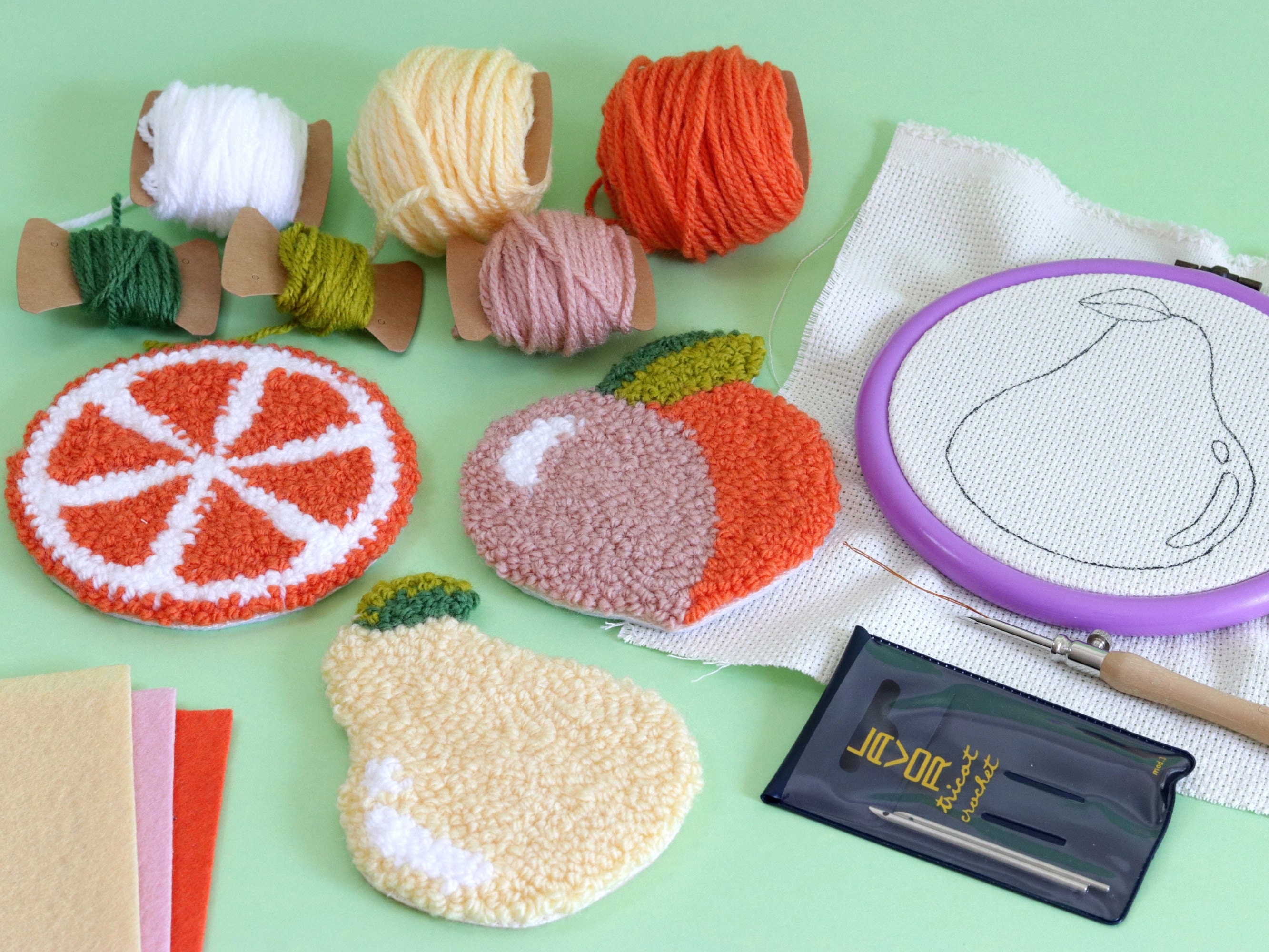 KnitPro Vibrant punch needle set, punch needle embroidery kit, 4