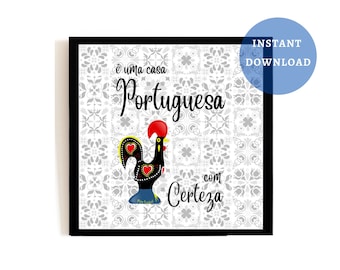 Portuguese Rooster Poster print, Portugal Tiles, Portuguese Cockerel Wall Art, Home Decor, Housewarming Gift, Instant Download